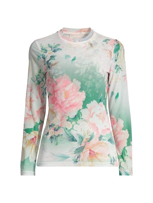 Womens Ruksana Floral Long-Sleeve Mesh T-Shirt Product Image