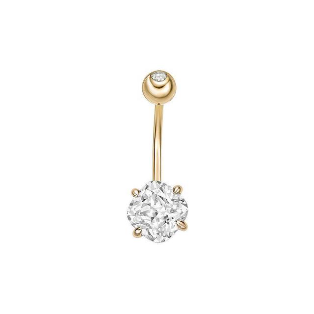 Lila Moon 10k Gold Cubic Zirconia Curved Belly Ring, Womens Product Image