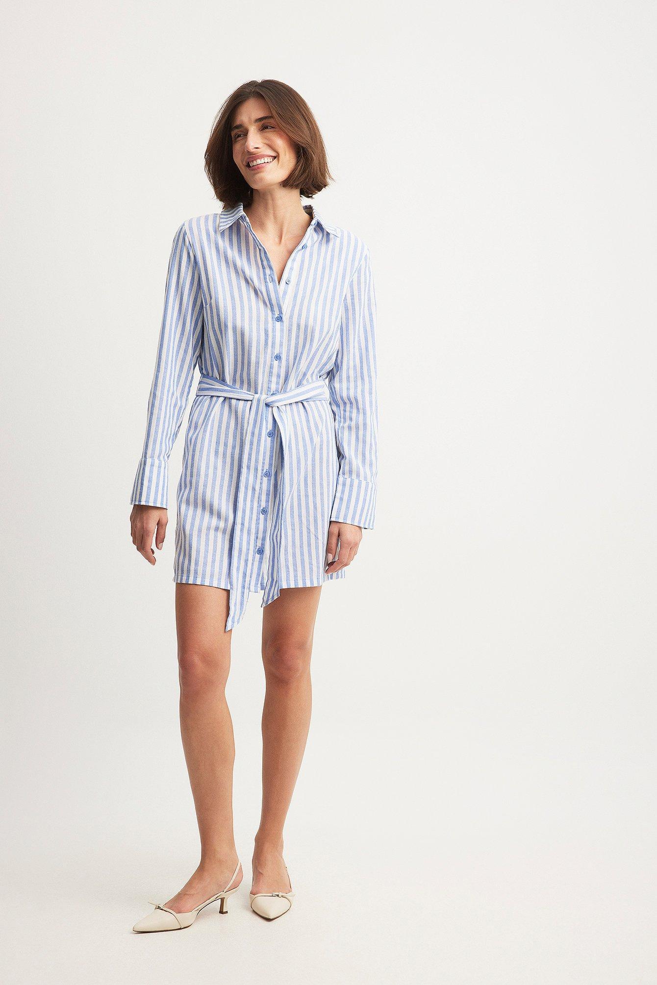 Striped Mini Shirt Dress Product Image