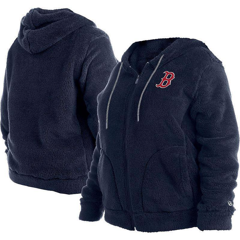 Womens New Era Boston Red Sox Plus Size Sherpa Full-Zip Jacket Blue Product Image