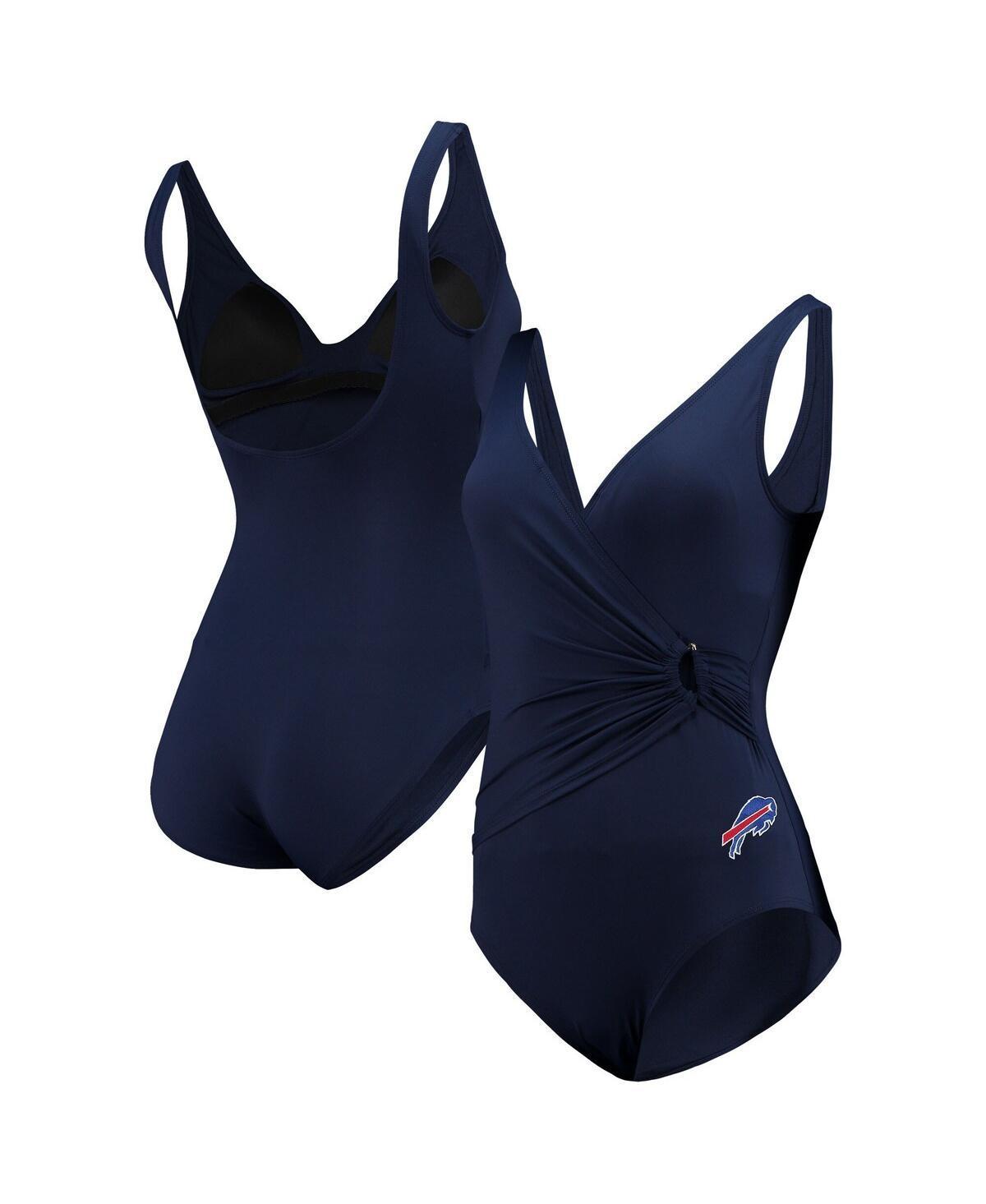 Women's Tommy Bahama Navy Dallas Cowboys Pearl Clara Wrap One-Piece Swimsuit Product Image