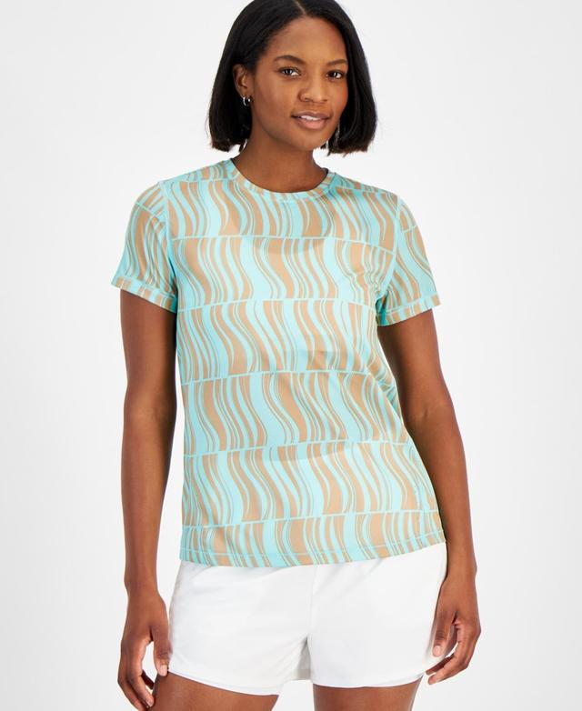 Id Ideology Womens Geo-Print Mesh Short-Sleeve Top, Created for Macys Product Image