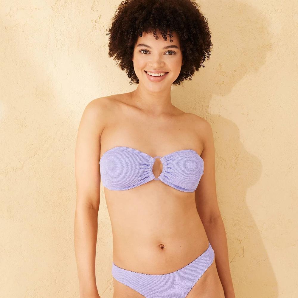 Womens Pucker Textured Bandeau Bikini Top - Wild Fable Purple XXS Product Image