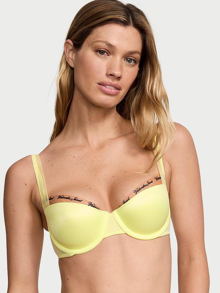 Smooth Logo Embroidery Lightly Lined Balconette Bra Product Image