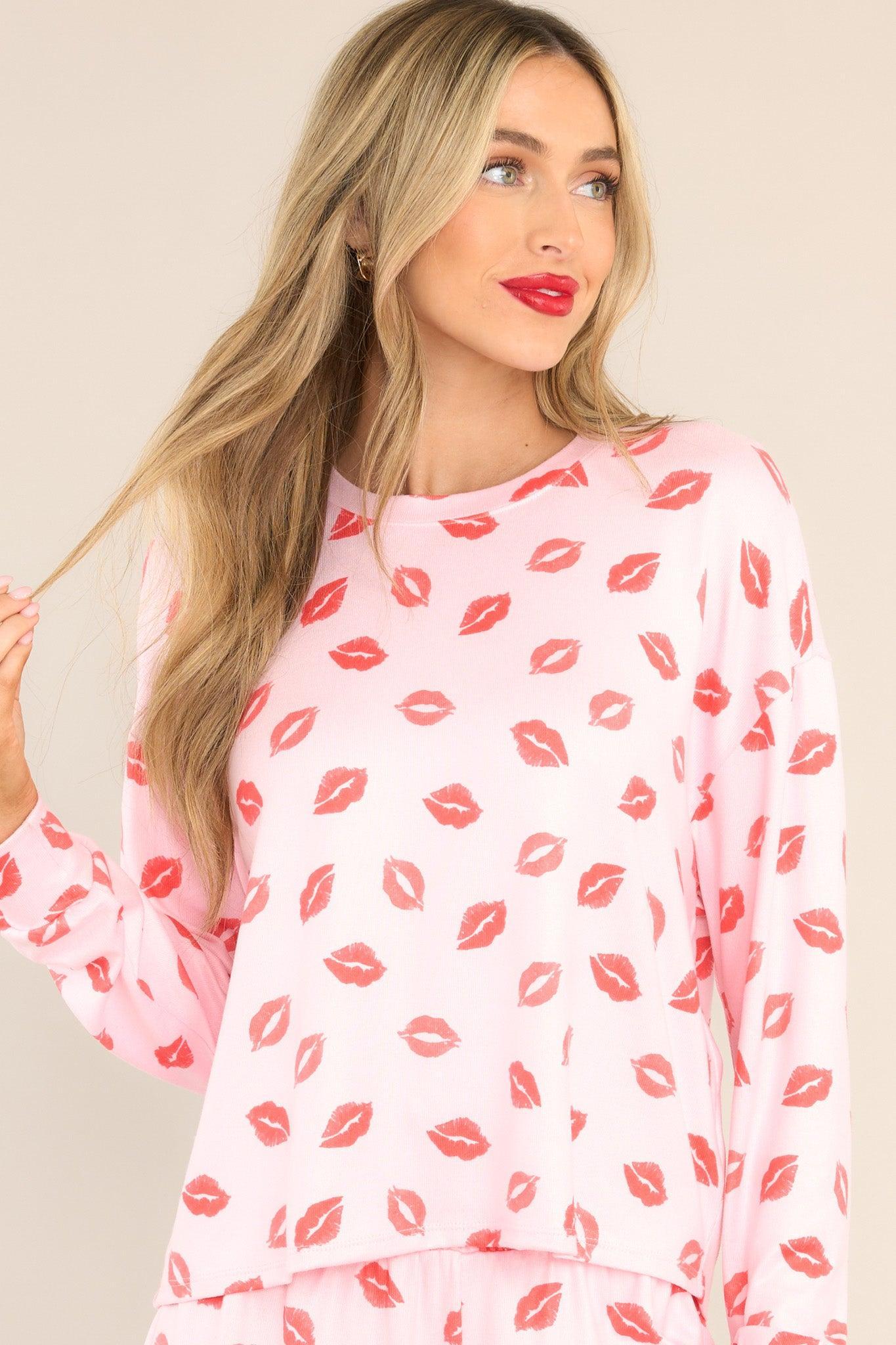 Z Supply Z-Supply Pucker Up Kisses Cotton Candy Long Sleeve Top Pink Product Image