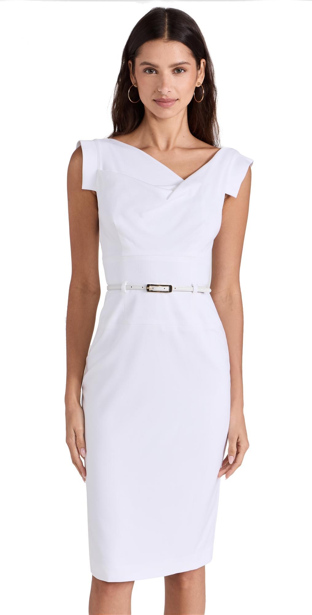 Black Halo Jackie Belted Stretch Gabardine Sheath Dress Product Image