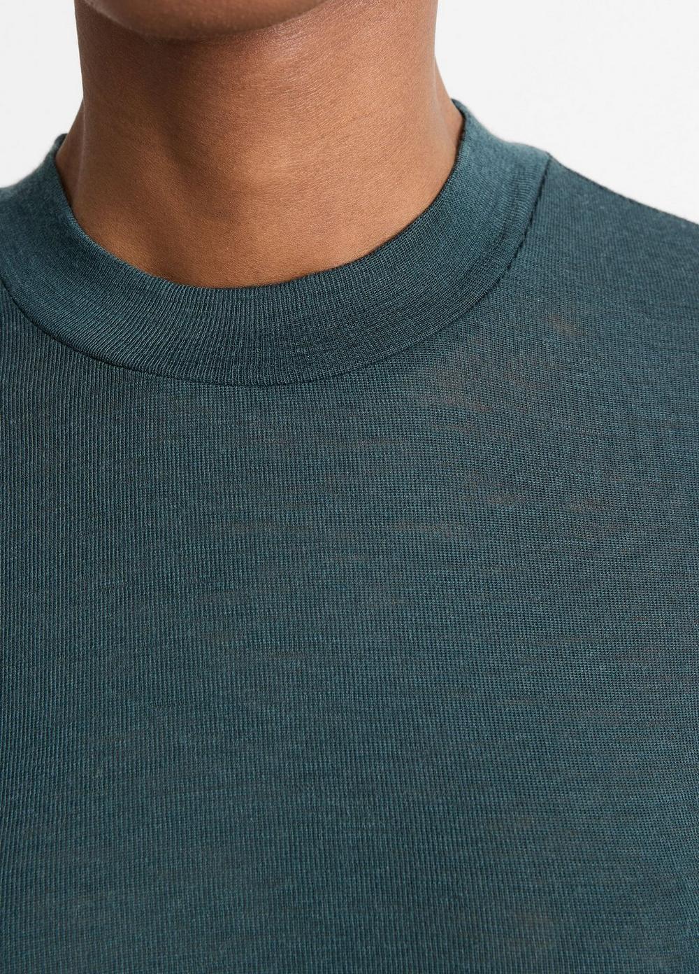 Wool Three-Quarter-Sleeve Mock-Neck Top Product Image