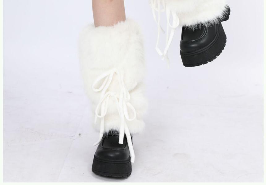 Plain Bow Fluffy Leg Warmers Product Image