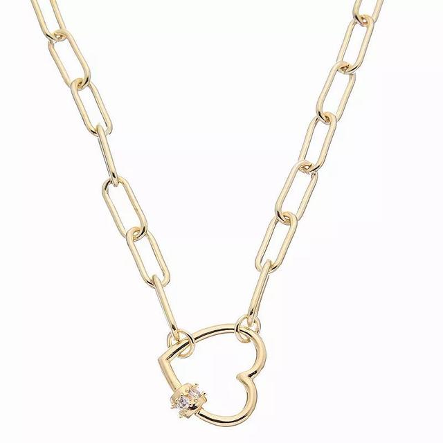 Juvell 18k Gold Plated Cubic Zirconia Heart Necklace, Womens Gold Tone Product Image