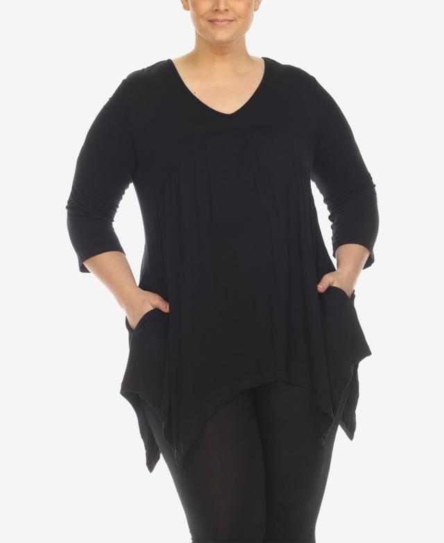 White Mark Plus Size Empire Cut V-neck Tunic Top Product Image