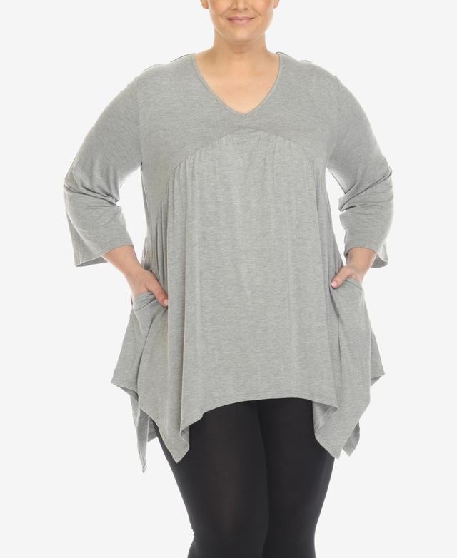 White Mark Plus Size Empire Cut V-neck Tunic Top Product Image