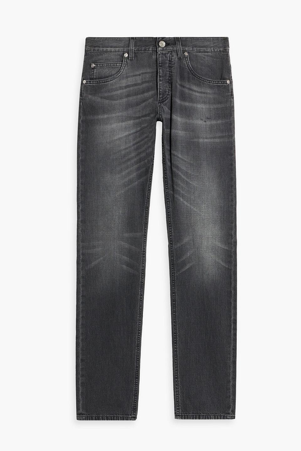 Slim-fit Whiskered Denim Jeans In Dark Gray product image