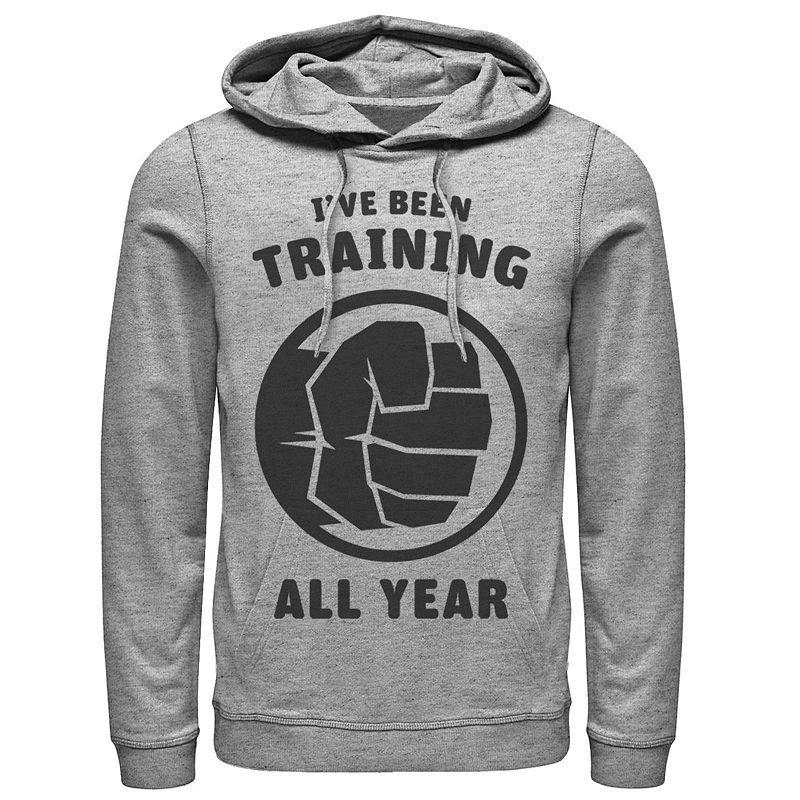 Mens Marvel Avengers Hulk Ive Been Training All Year Logo Hoodie Athletic Grey Product Image