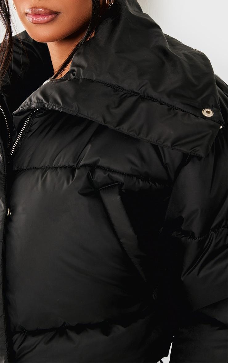 Petite Black Cropped Puffer Coat Product Image