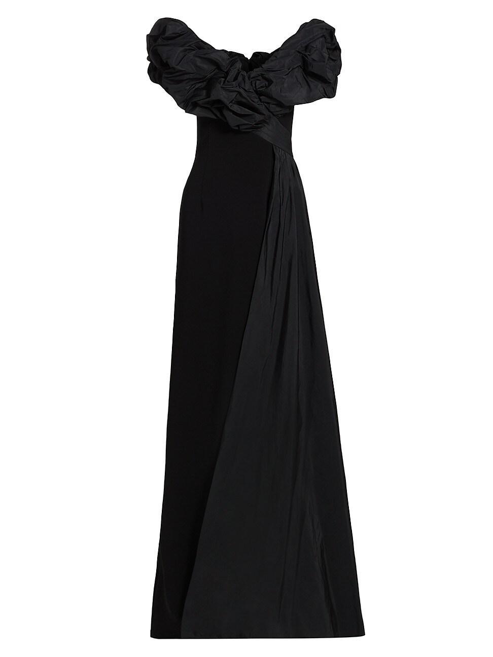 Womens Scrunch Taffeta & Crpe Off-the-Shoulder Gown Product Image