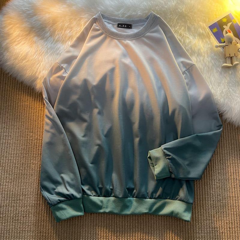 Drop Shoulder Crewneck Gradient Oversized Sweatshirt Product Image