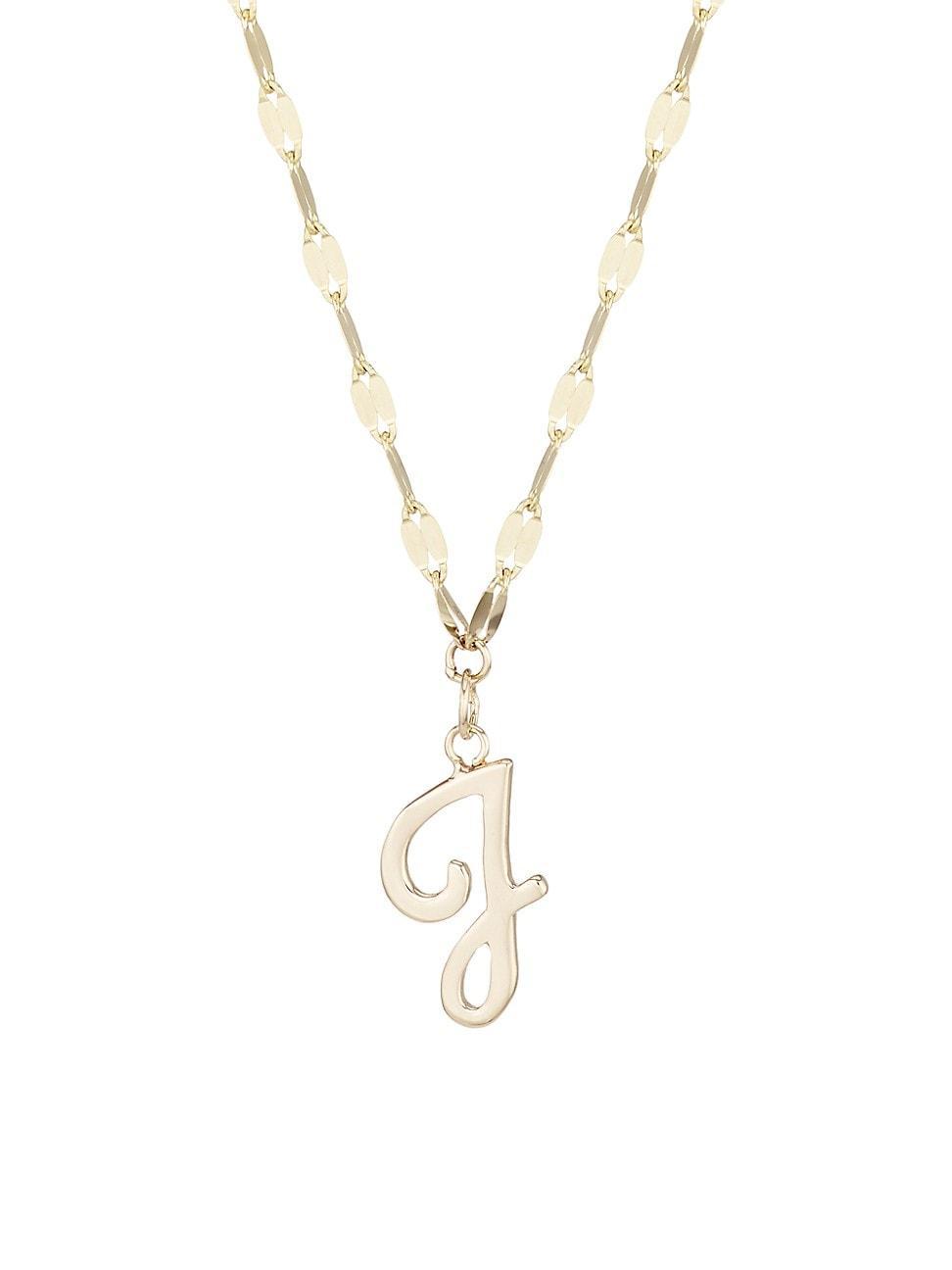 Womens 14K Yellow Gold Cursive Initial Pendant Necklace Product Image