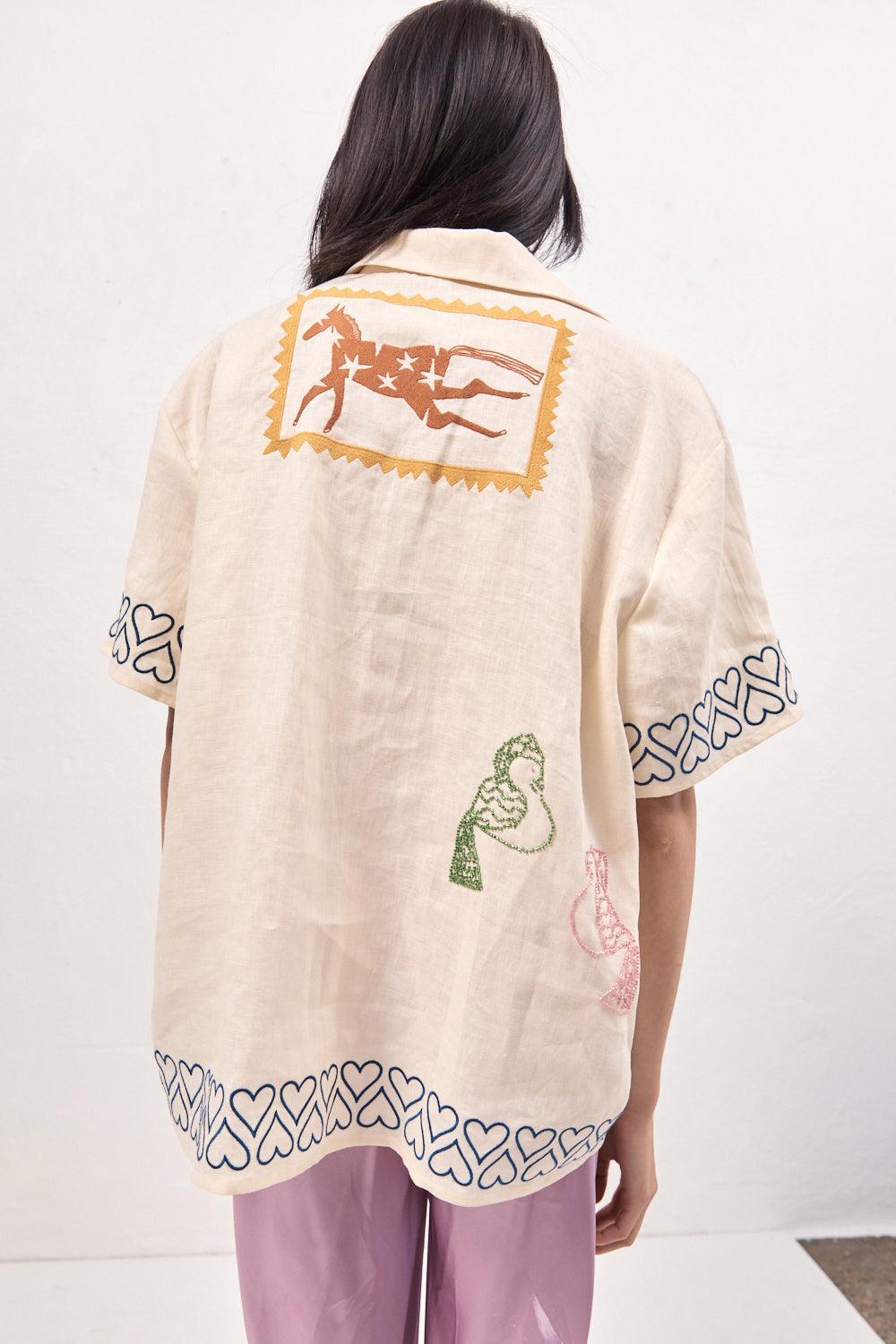 Natalia Linen Shirt Cream Product Image