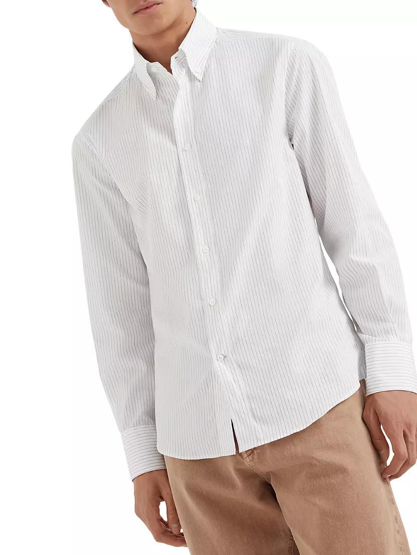 Pinstripe Slim Fit Shirt with Button Down Collar Product Image