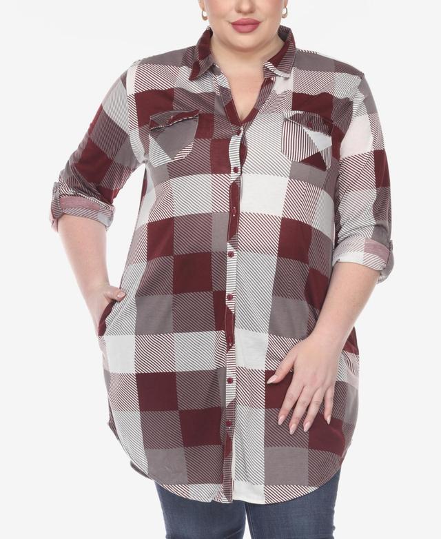 White Mark Plus Size Plaid Tunic Shirt Product Image