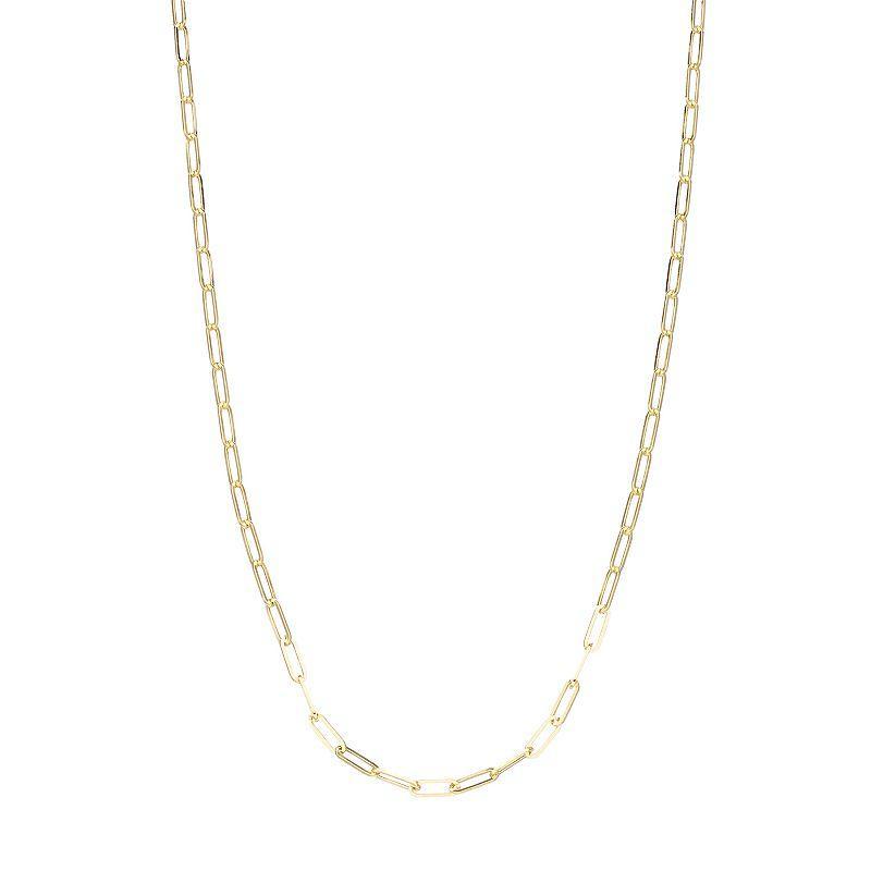 14k Gold Paperclip Necklace, Womens Yellow Product Image