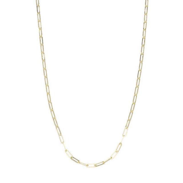 14k Gold Paperclip Necklace, Womens Yellow Product Image