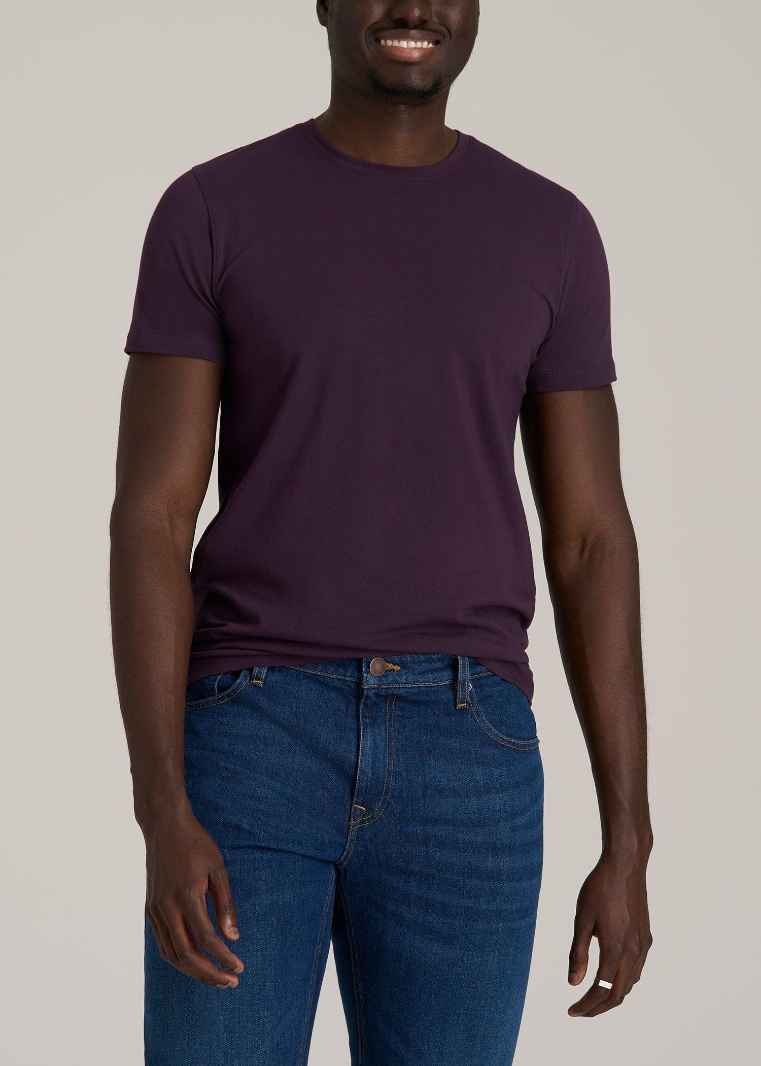 Stretch Cotton MODERN-FIT T-Shirt for Tall Men in Midnight Plum Product Image