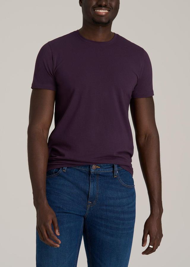 Stretch Cotton MODERN-FIT T-Shirt for Tall Men in Midnight Plum Male Product Image