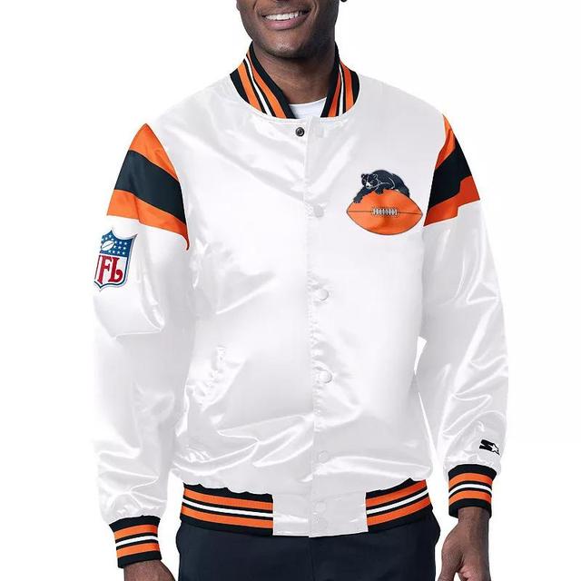 Mens Starter /Navy Chicago Bears Vintage Satin Full-Snap Varsity Jacket Product Image