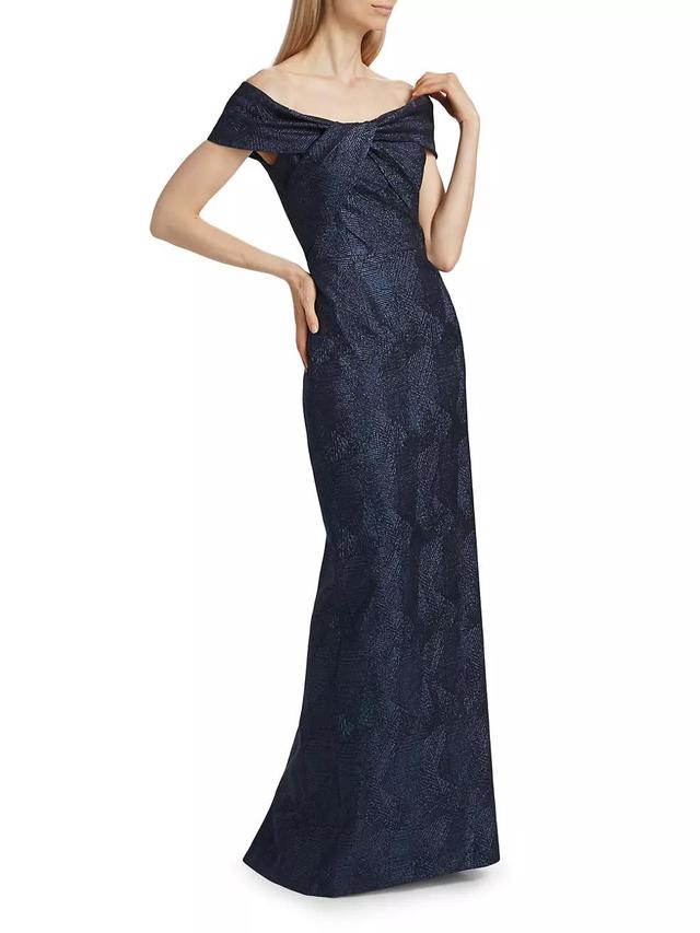 Jacquard Twist Off-the-Shoulder Column Gown Product Image