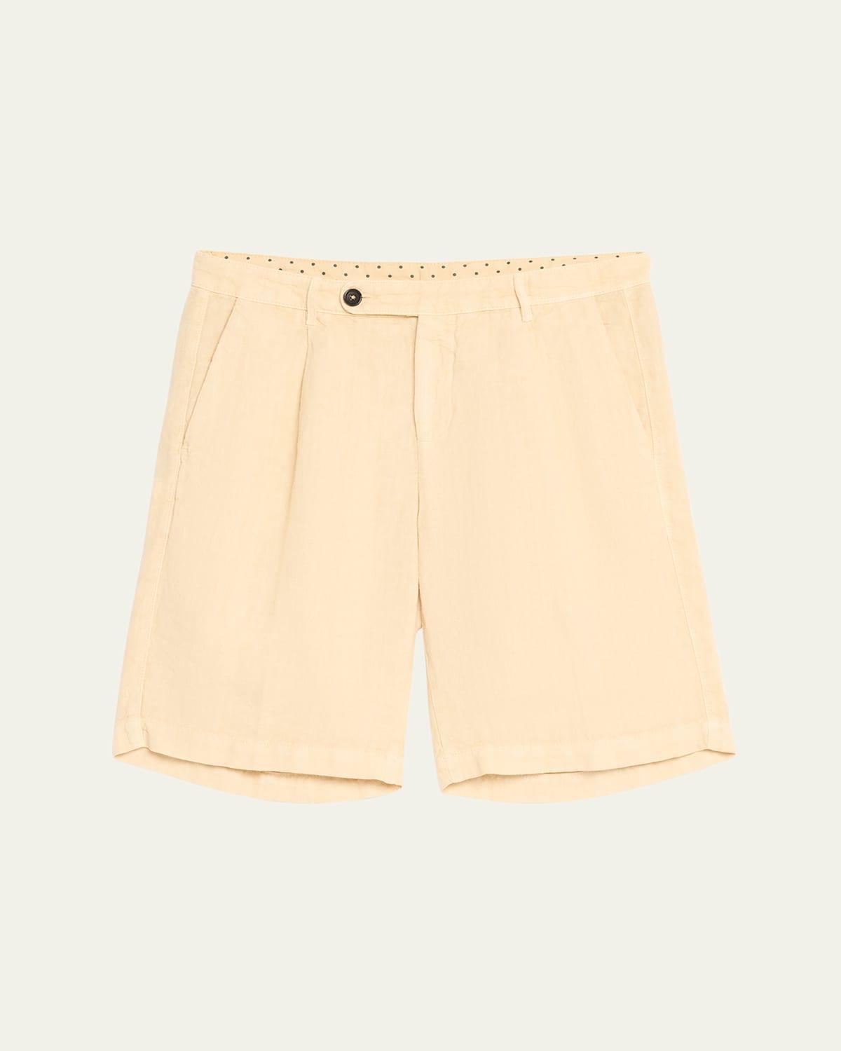 Mens Linen Pleated Bermuda Shorts Product Image