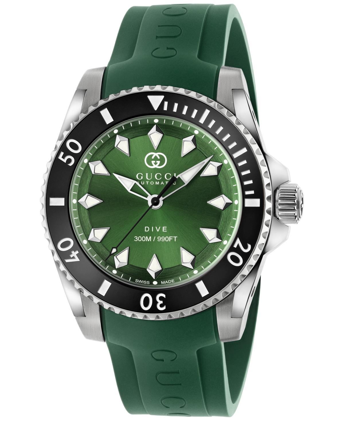 Gucci Mens Swiss Automatic Dive Green Rubber Strap Watch 40mm Product Image