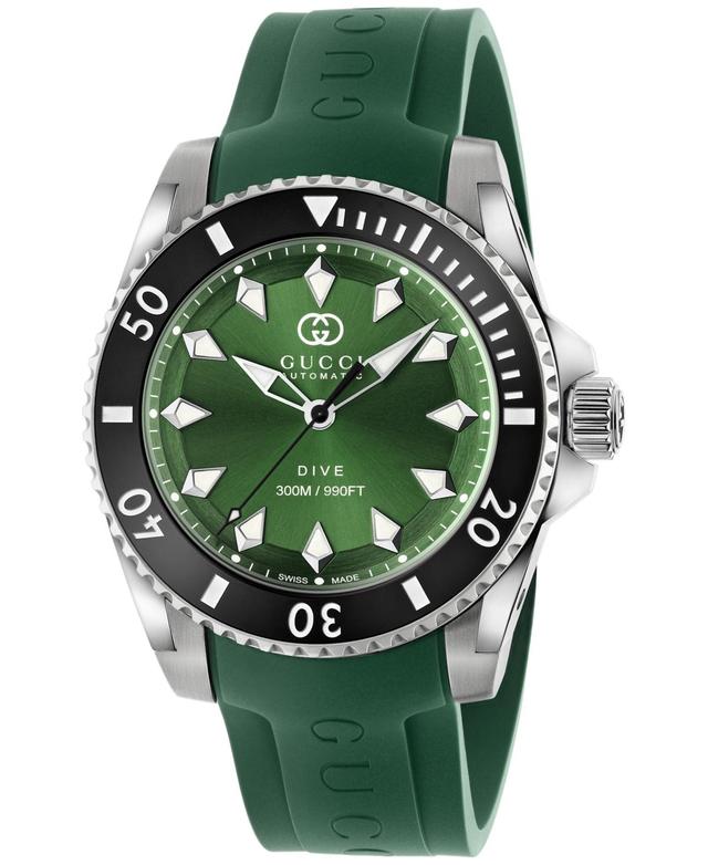 Gucci Mens Swiss Automatic Dive Green Rubber Strap Watch 40mm Product Image