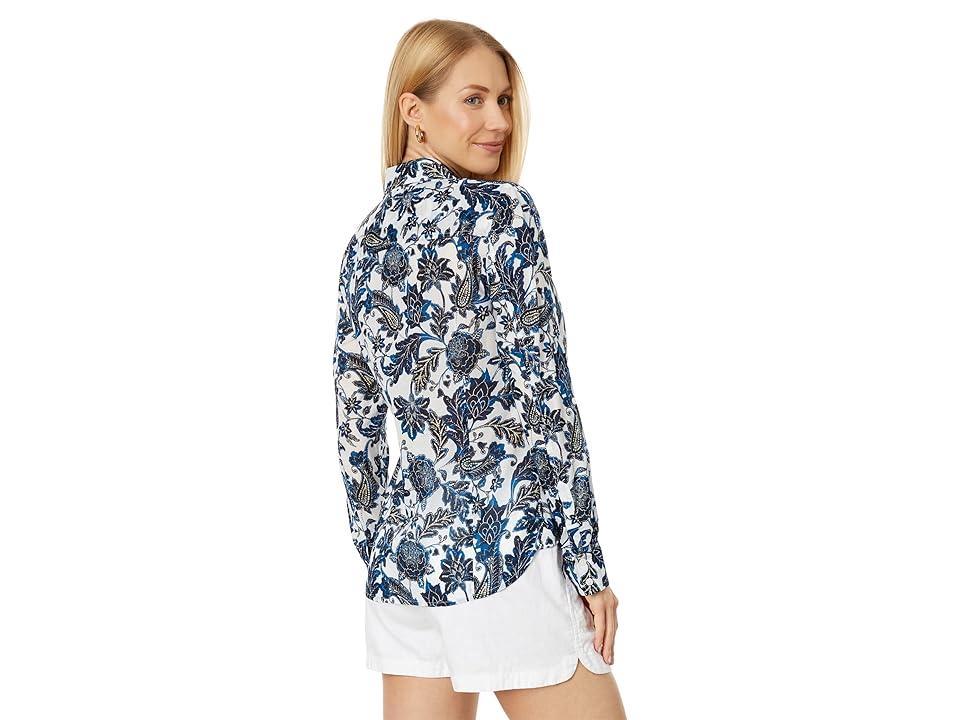 Tommy Hilfiger Womens Cotton Batik Floral Roll-Tab Shirt Product Image