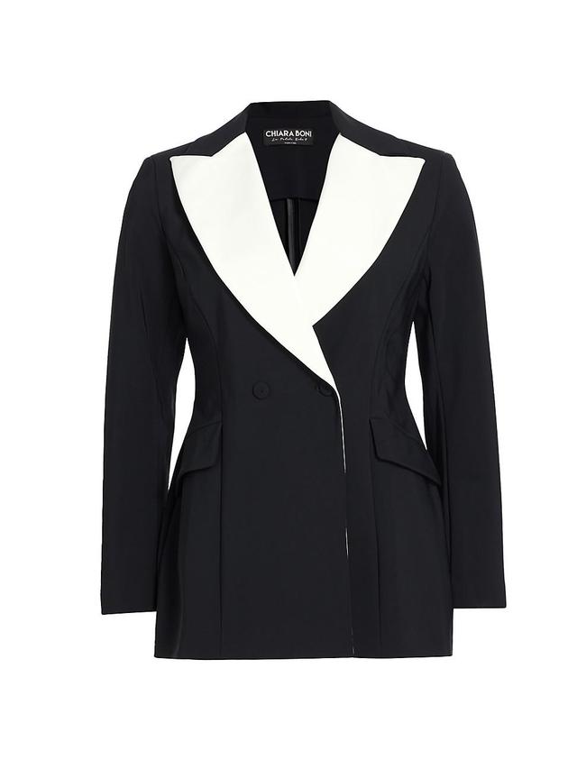 Womens Expressoh Bi-Color Double-Breasted Blazer Product Image