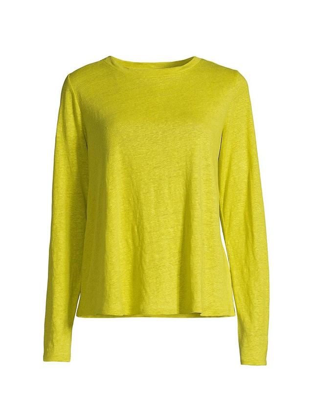 Eileen Fisher Linen Crewneck Long Sleeve Tee Product Image