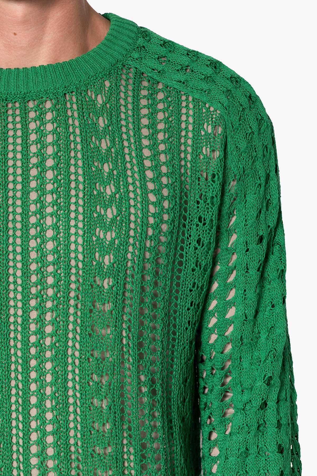 Crochet Knit Sweater - Green Product Image