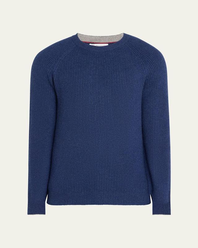 Mens Cashmere Rib Raglan Crewneck Sweater Product Image