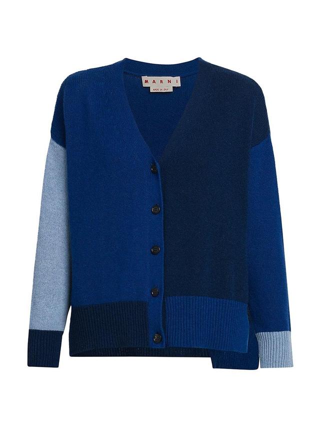 Womens Boxy Patchwork Cashmere Cardigan Product Image