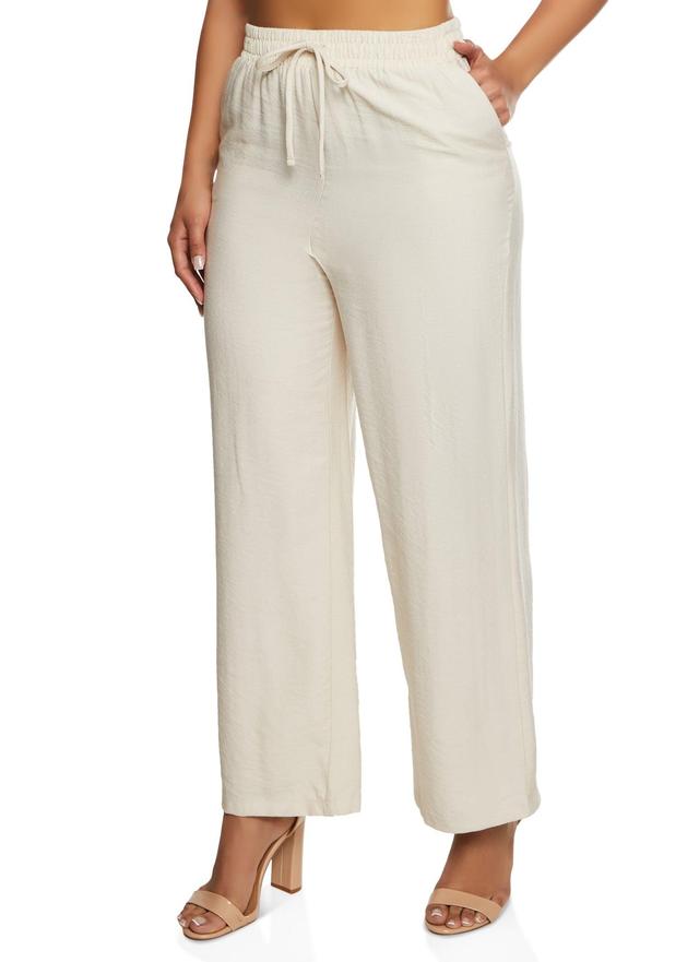 Womens Haute Monde Linen Faux Drawstring Wide Leg Pants Product Image