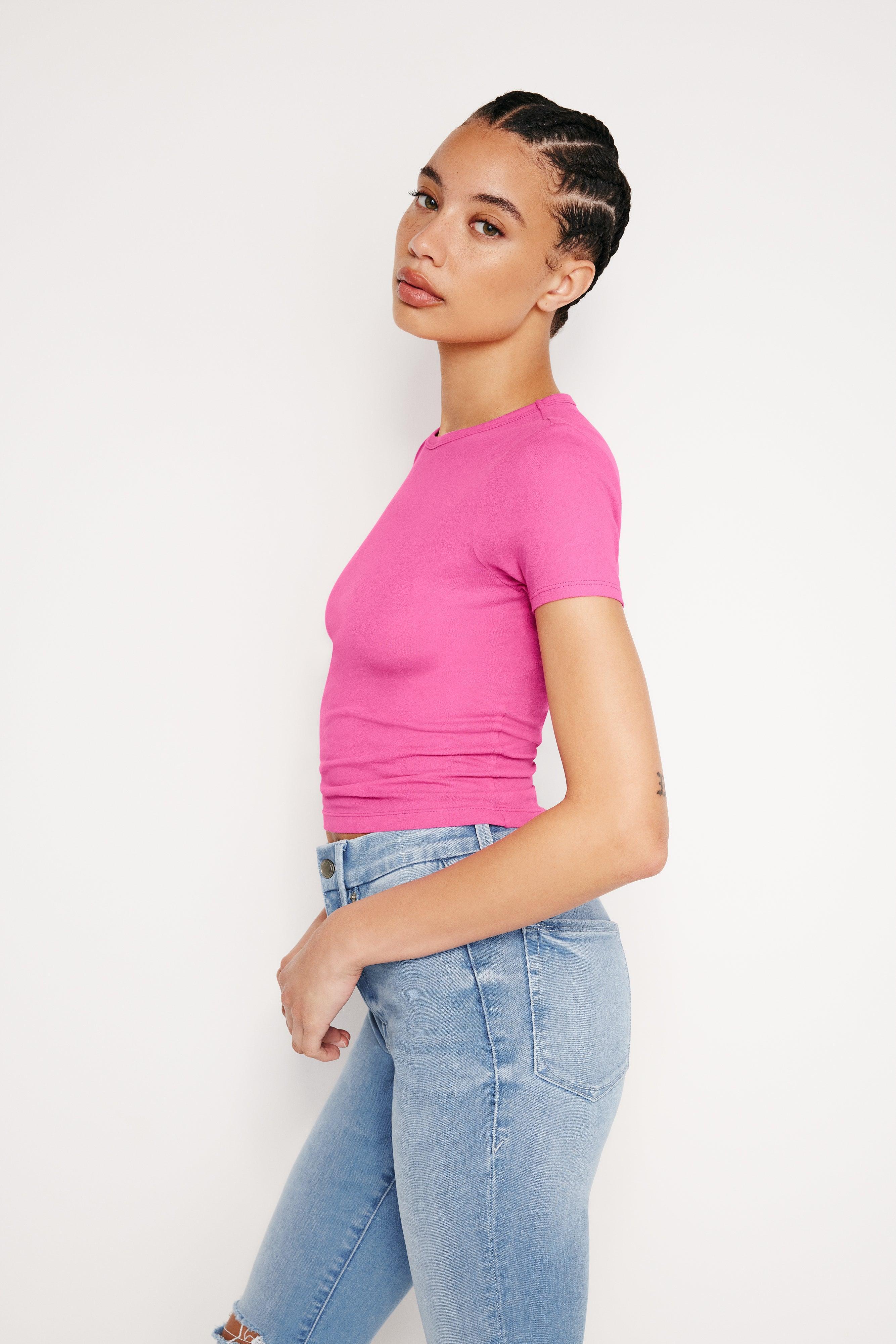 LIGHTWEIGHT SLIM COTTON TEE | PINK GLOW002 Product Image