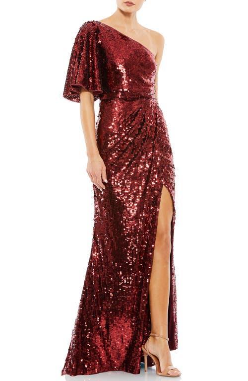 Womens Sequin One-Shoulder Gown Product Image