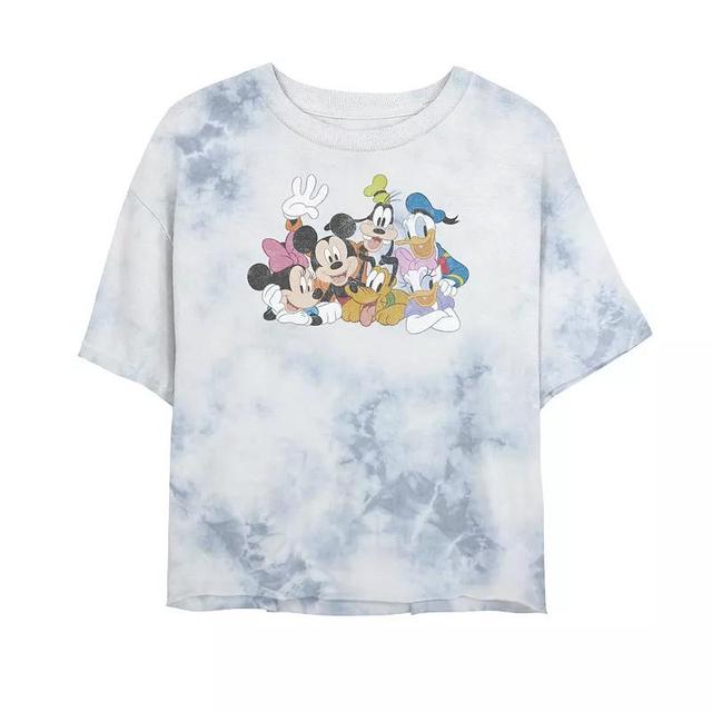 Juniors Disney Mickey Classic Characters Bombard Wash Crop Graphic Tee, Womens Product Image