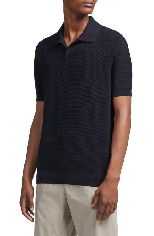 ZEGNA Waffle Knit Premium Cotton Polo Sweater Product Image