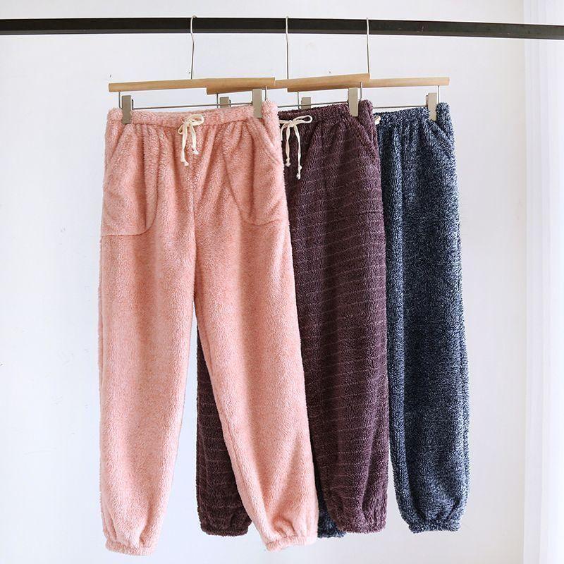 Couple Matching Drawstring Waist Fleece Pajama Pants (Various Designs) Product Image