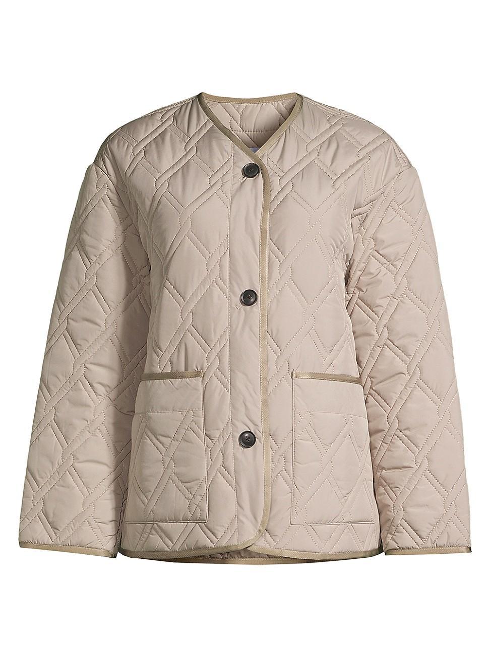 Womens Quilted Collarless Short Jacket Product Image