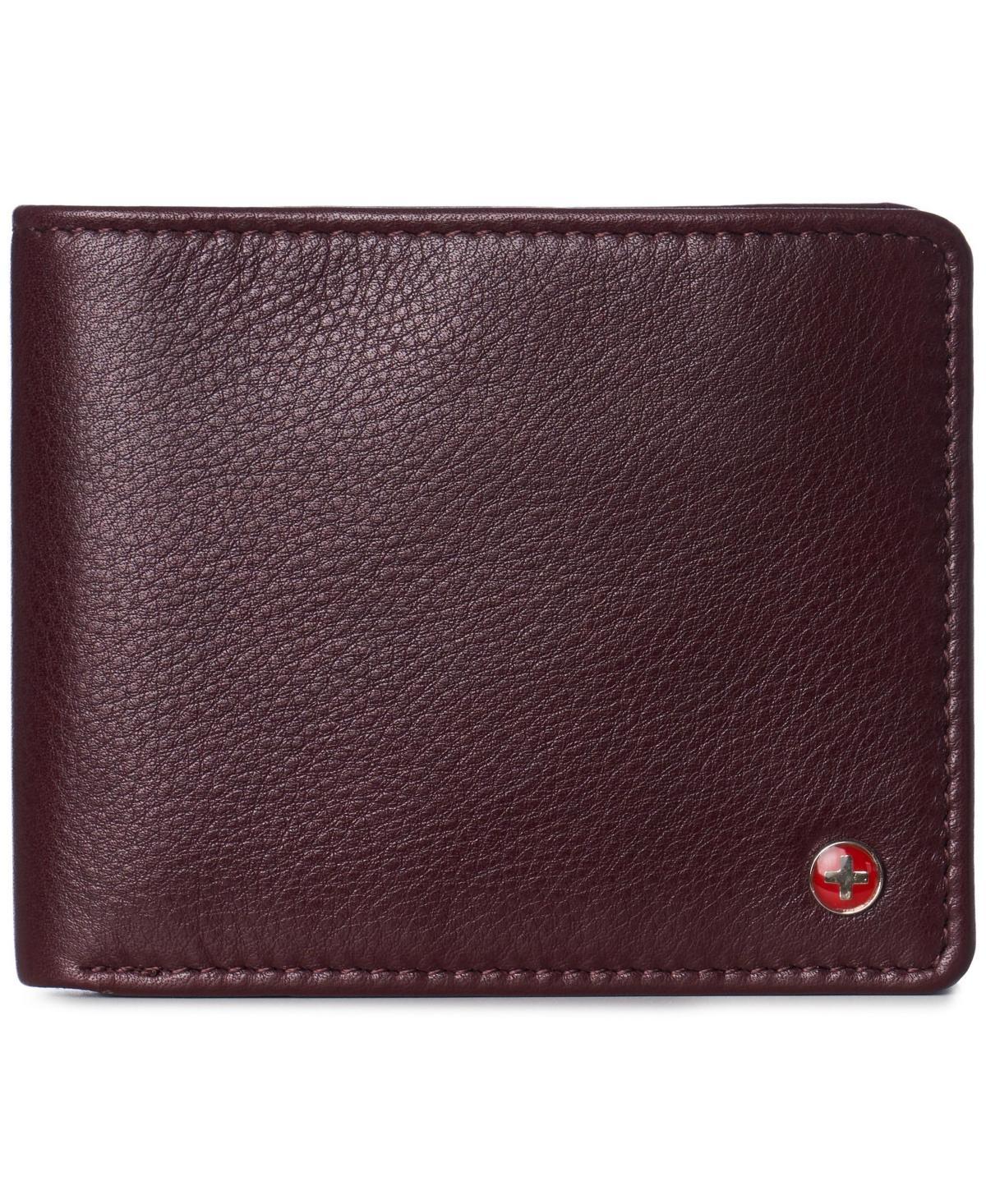 Alpine Swiss Mens Leather Rfid Bifold Wallet 2 Id Windows Divided Bill Section Product Image