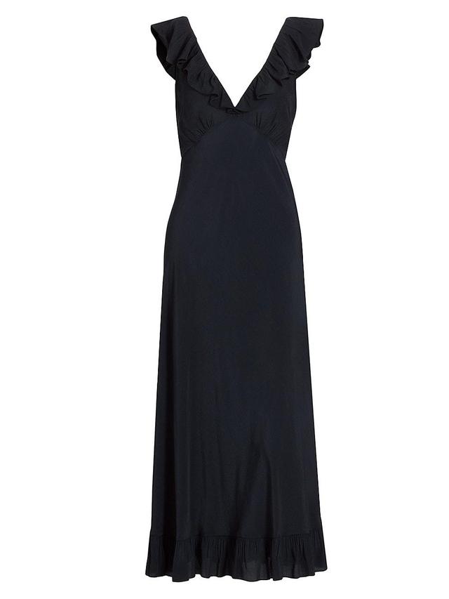 Womens Arleen Ruffle V-Neck Midi Dress Product Image