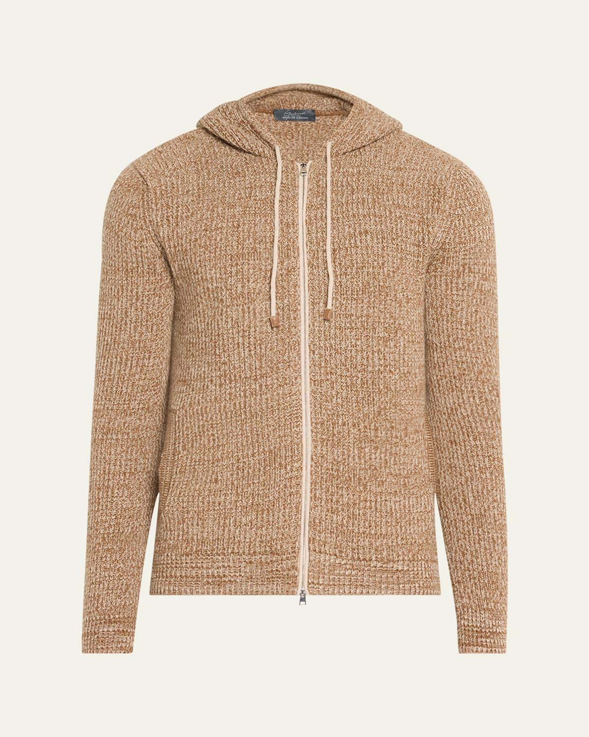 Mens Cashmere Rib Full-Zip Hoodie Product Image