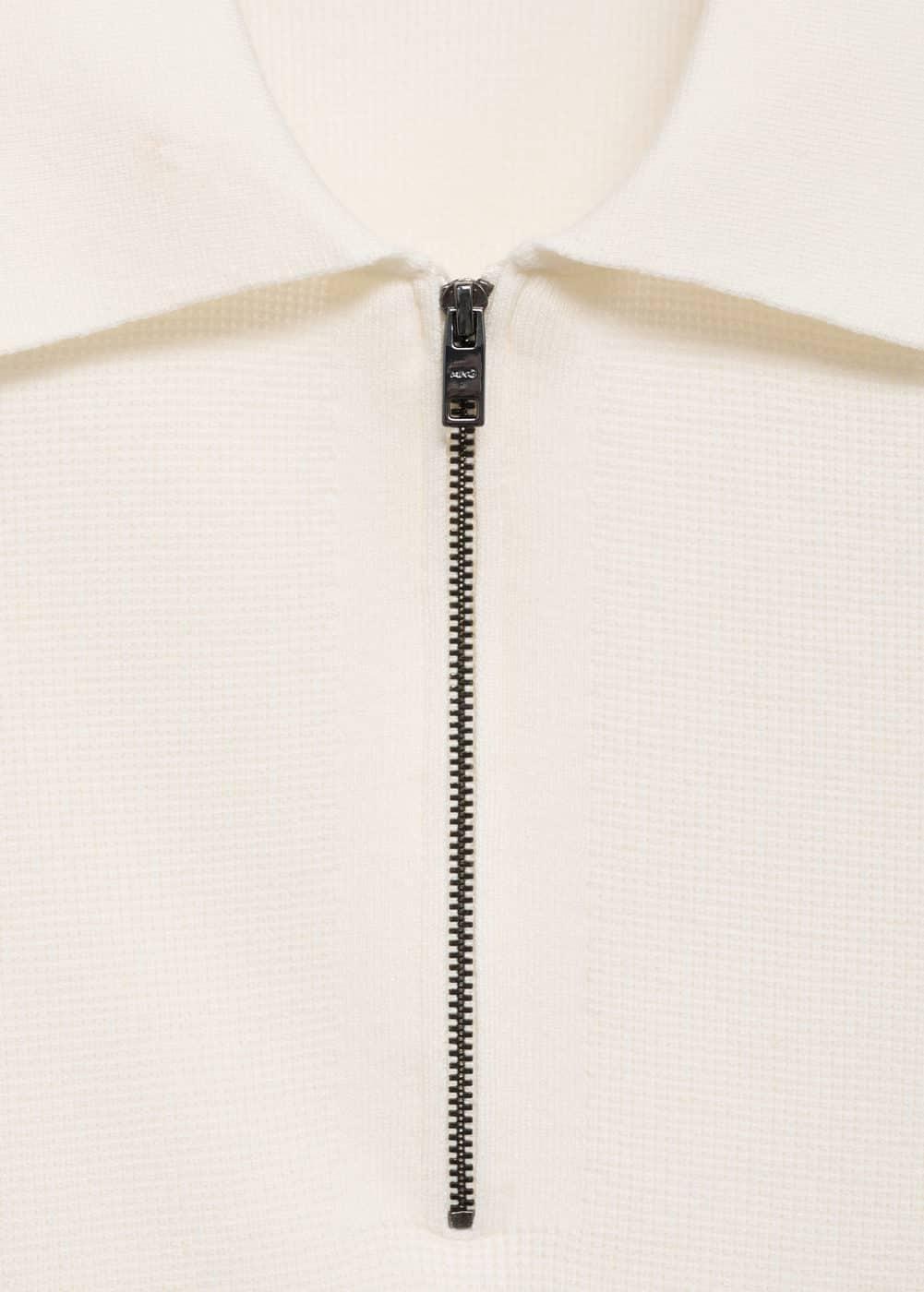 MANGO MAN - Knitted polo shirt with zip off whiteMen Product Image